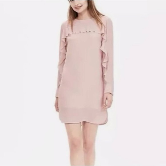 Banana Republic Women’s Ruffle-Front Dress |Pink | Romantic | Size 10 - Picture 2 of 15
